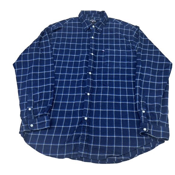 Ralph Lauren Polo Jeans Co Flannel Plaid Shirt Men's L/XL Navy Blue Preppy Y2K - Picture 3 of 12